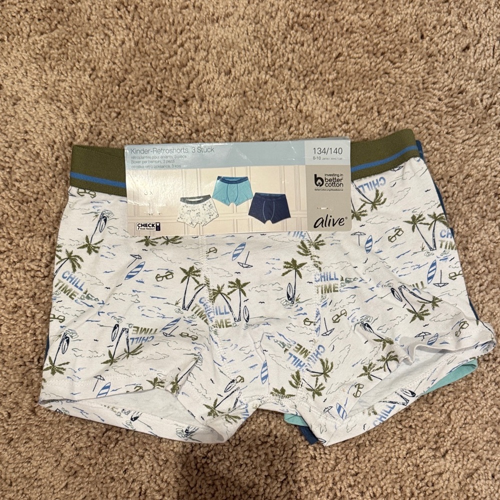Alive Kids' Blue and Green Patterned Boxers